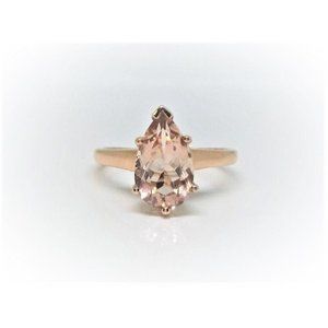 10K Rose Gold Pear Shaped Natural Morganite Ring